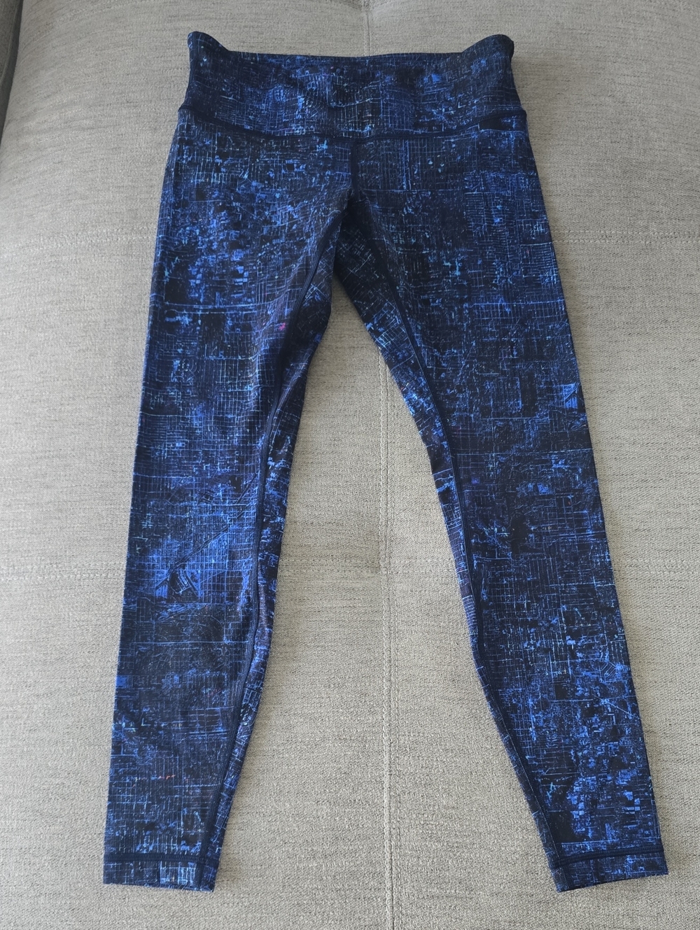 LULULEMON Wunder Under Low-rise City Grid Blue Sz 8